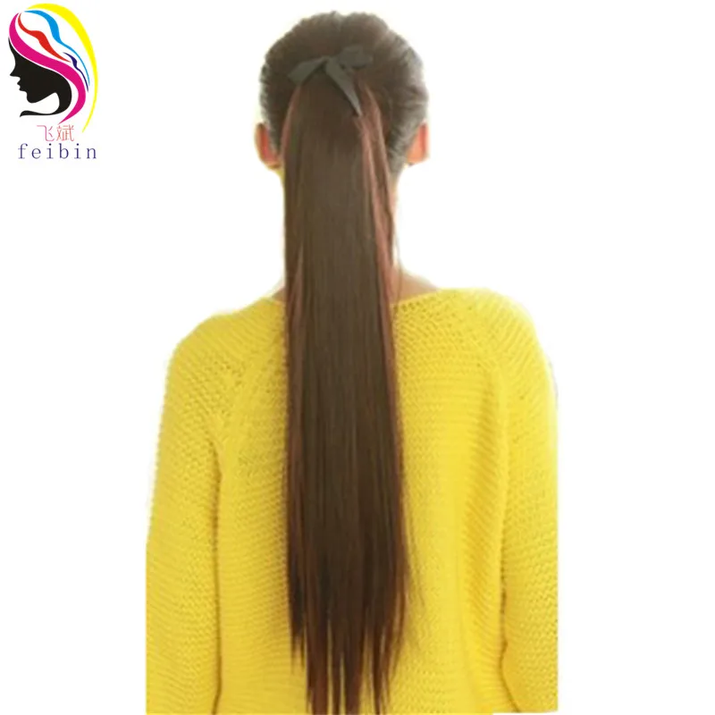 

Feibin Tie on Ponytail Hair Extension Tail Hairpiece Long Straight Synthetic Women's Hair 24inches B42