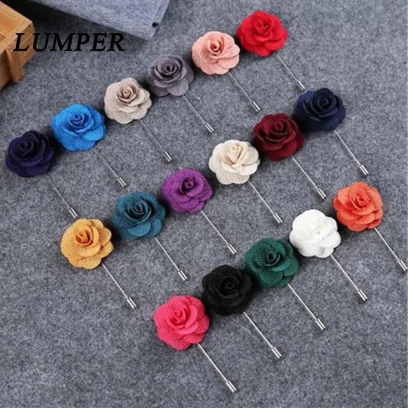 

LUMPER High Quality Camellia Flower Lapel Pin Brooch Handmade Handmade Flower Brooch Pin for Men Fashion Wedding Boutonniere 10
