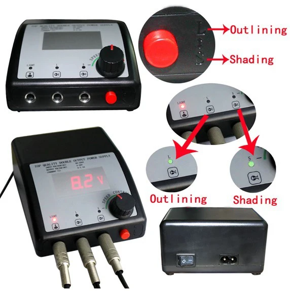 

YILONG Tattoo Machine Double Output Digital Power Supply For Tattoo Machine Speed Control LED Light Tattoo Accessories