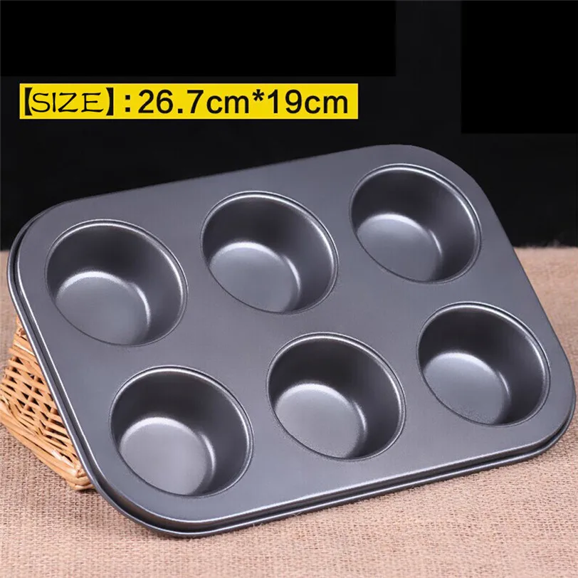 6 Cups Cupcake Mould Aluminum Mini Muffin Bun Cupcake Baking Bakeware Mould Tray Pan/mold High