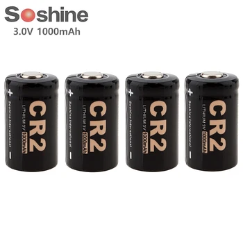 

4pc Soshine 3V 1000mAh CR2 Lithium Battery CR2 LiFePO4 Non-Rechargeable Battery for LED Flashlights Headlamps High Quality