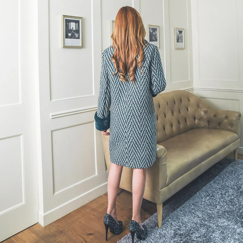 Mélanges Pardessus Rayé Épaississent Vintage Automne Long Survêtement down Striped Laines Casual Bouton Manteau hiver Col Femmes Turn Un HAqwntwZW