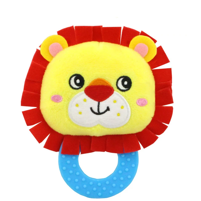 Animal Hand Bells Teether Rattle Doll Plush Baby Rattles Toys Infant Newbron Early Education Toys Monkey Panda Lion Dog