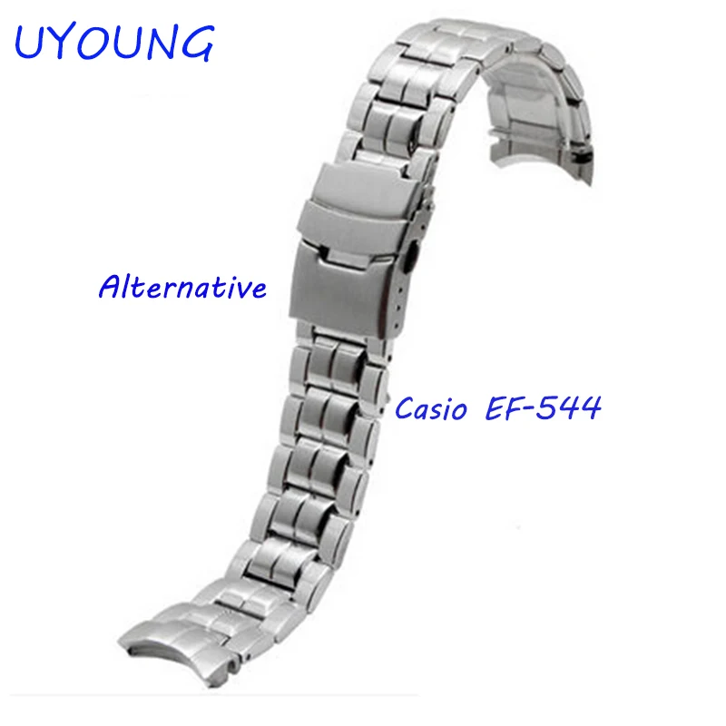 

UYOUNG Watchband For Casio EF-544 Solid stainless steel Watch bands Bracelet Watch accessories Silver Strap