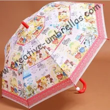 Мультфильм для маленьких детей eva зонтик-медвежонок, авто open.8mm вал металла и стекловолокна ребра, безопасной открытым, универсальная для девочки и мальчика