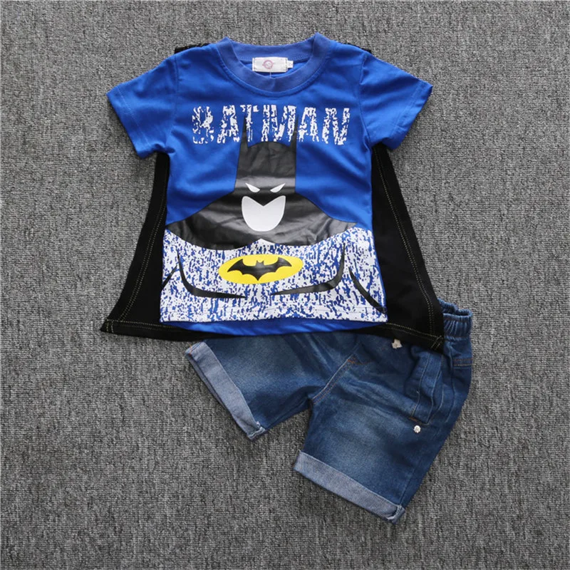 2017 Kids Clothes Children Boys Summer Clothing Sets Baby Spiderman Batman Short Sleeve Suits Roupas Infantis Menino Costume 19