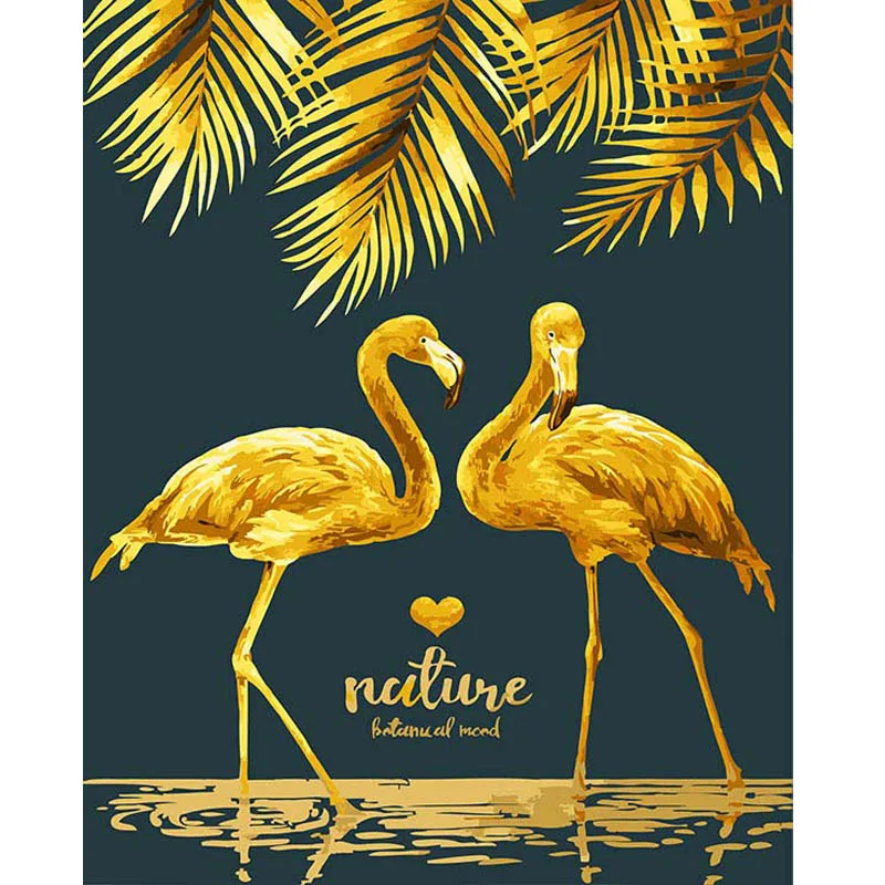 

Digital Diy oil painting by numbers New flamingo wall decor picture on canvas oil paint coloring by number drawing animals