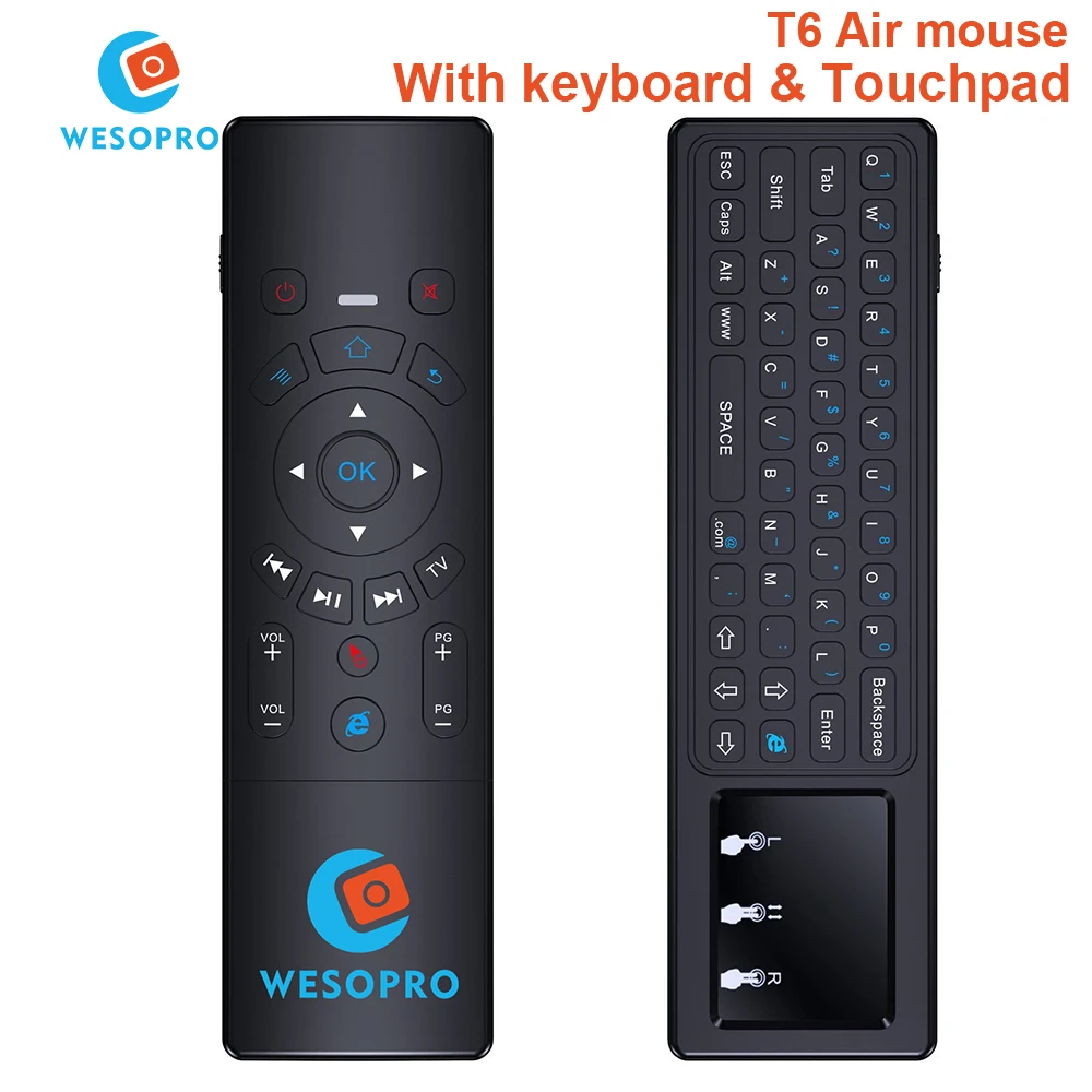 

WESOPRO Latest T6 Air mouse with Wireless Keyboard & touchpad Remote Control for Smart TV Android TV Box mini PC HTPC Projector