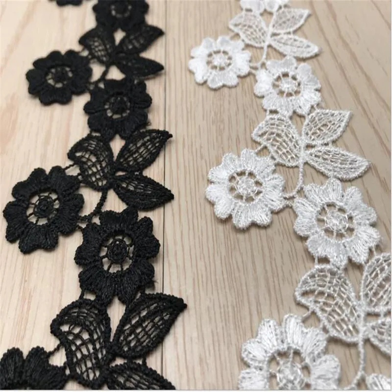 1yard White Flower Embroidered Fabric Lace Trim Ribbon DIY Sewing Supplies Craft