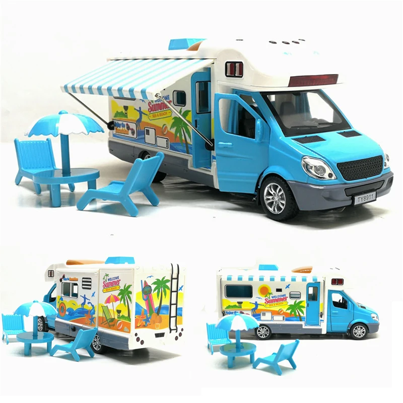 

1:32 Motor Caravan Travel Car Camper Motorhome Recreational Vehicle RV Trailer Play Home Baby Toys For Boys Gifts