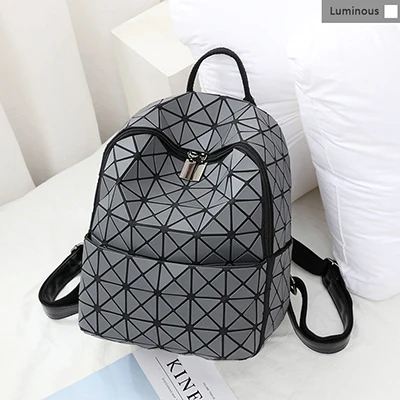 Nevenka, Светящийся рюкзак, женские кожаные рюкзаки, женский геометрический рюкзак для девочек, рюкзак для путешествий, женский маленький рюкзак для школы - Цвет: Gray
