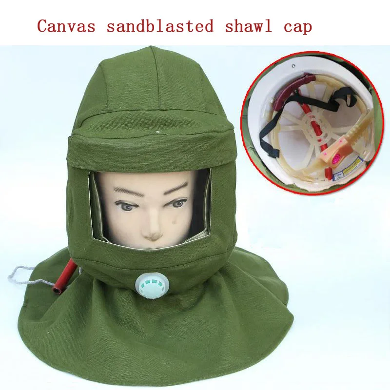 Green Protective Mask Sandblasting Cap Dust Proof Paint Industrial Full Face Grinding Head Shawl DFS050 | Безопасность и защита