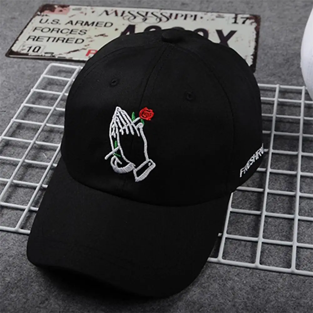 Bordado sombrero manos con flor Rosa gorra de béisbol visera Primavera Verano Unisex sombrero para las mujeres hombres gorras para hombre beisbol