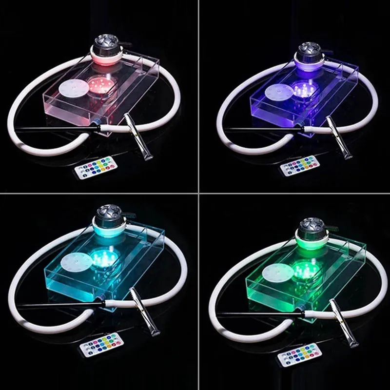 

New Acrylic Hookah Set Narghile Shisha Hookah With LED Light Charcoal Holder Shisha With Hose Water Container Pipes Accessories