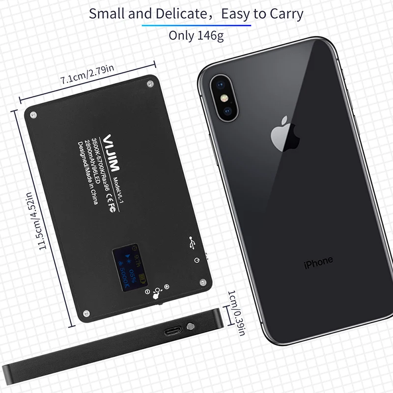 Online DSLR On Camera Ultra Dünne Dimmbare LED Video Licht 96 Pcs CRI96 OLED Display mit Batterie Auf Kamera DSLR Fotografie Beleuchtung Füllen Licht