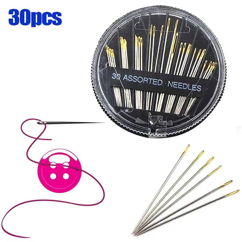 

30pcs/Set Assorted Repair Sewing Needles Hand Mending Quilting Darning Crafting Craft Quilt Sew Embroidery Leather Tool E2S