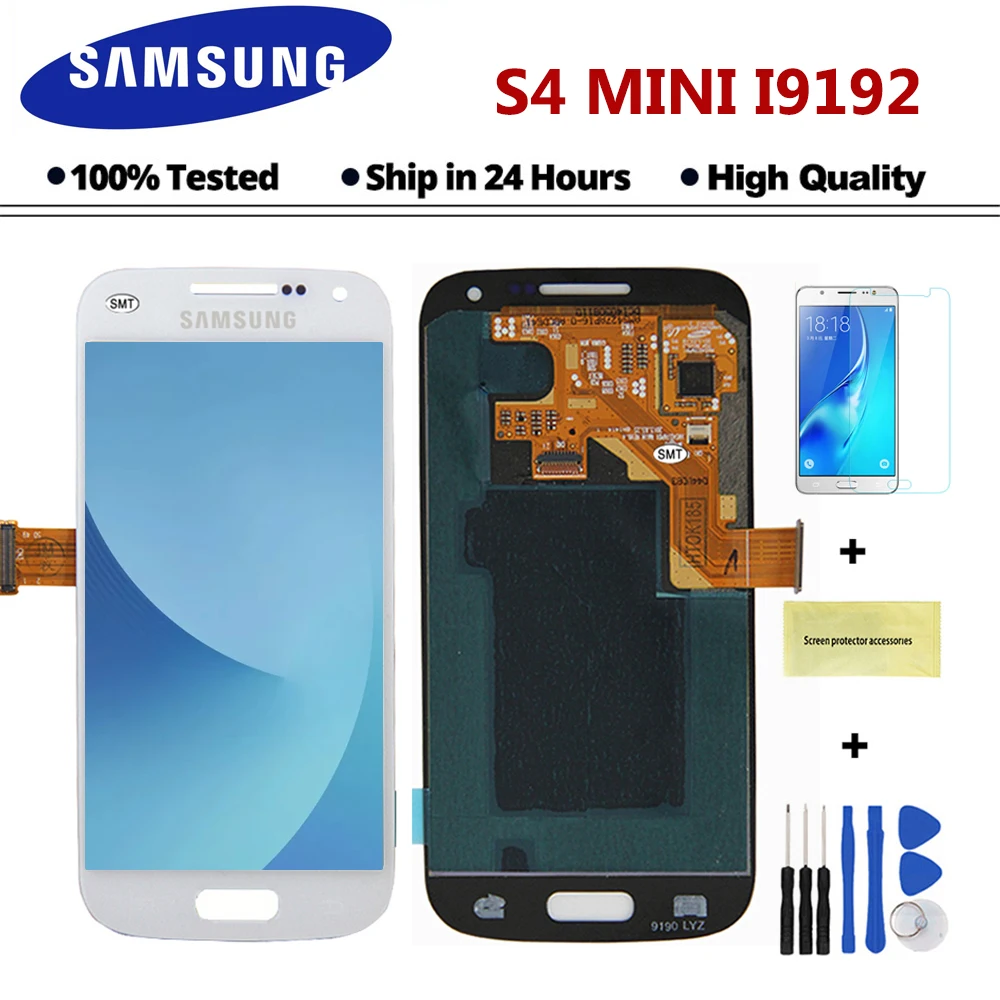 

Sinmaytai For Samsung Galaxy S4 Mini I9190 i9192 i9195 LCD Display Touch Screen Digitizer with Frame Replacement Glass + tools