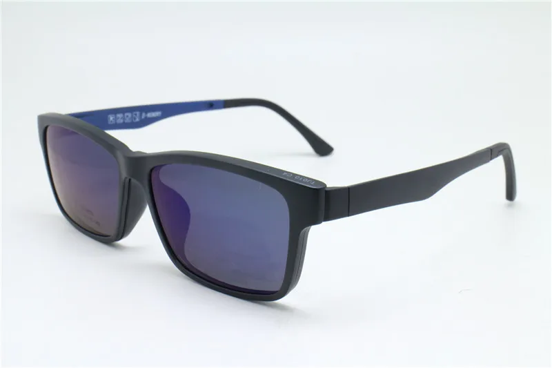 010 ULTEM прямоугольная оптическая близорукость дальнозоркость оправы для очков с мегнатическим зажимом съемные поляризованные солнцезащитные очки для мужчин - Цвет оправы: C4 black-blue