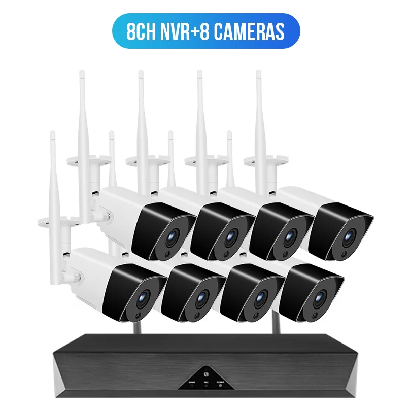 Беспроводная система безопасности Wetrans NVR Wifi 8CH H.265 1080P HD видео наблюдение 2MP комплект наружного видеонаблюдения IP аудио камера - Цвет: 8 Cameras Kit