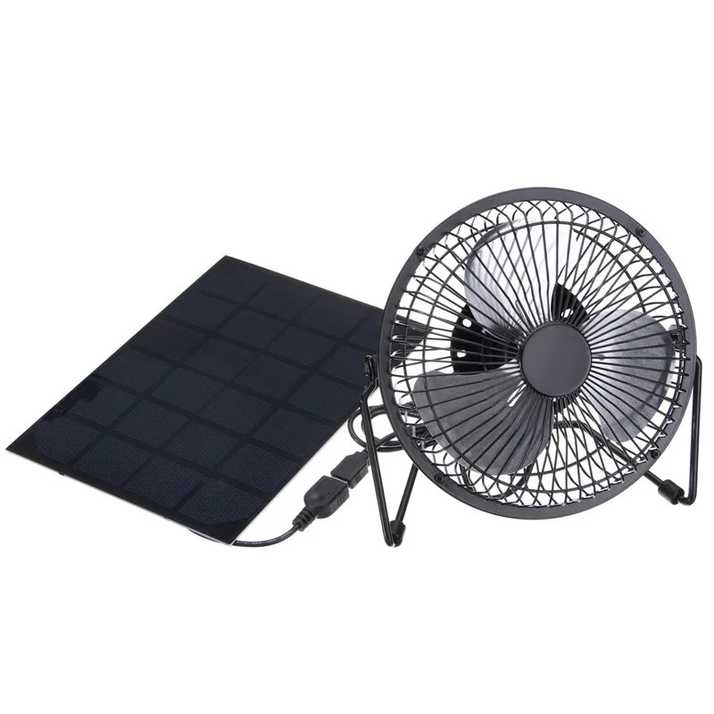 Черная солнечная панель+ USB 5 Вт Железный вентилятор 8 дюймов охлаждающая вентиляция автомобильный охлаждающий вентилятор для путешествий на открытом воздухе, рыбалки, домашнего офиса
