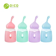 OICO 320 мл поративный уличный мини бутылка с водой перемещения Стекло герметичная бутылка для воды с силиконовый рукав для чашки и ручка для детей, подарок