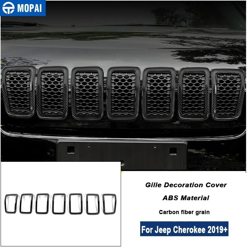 Гоночные грили MOPAI для Jeep Cherokee 2019 + декоративные наклейки на переднюю решетку
