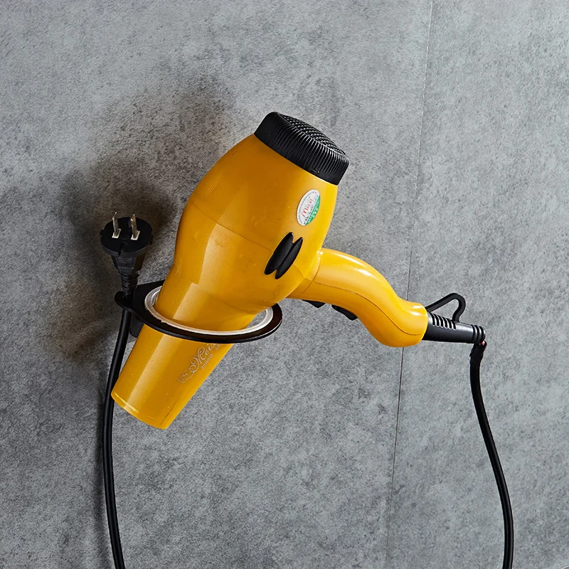 

Bathroom Hair Dryer Holder Wall Mounted Rack Space Save Shelf Storage Organizer Aluminum Hairdryer Holder 3