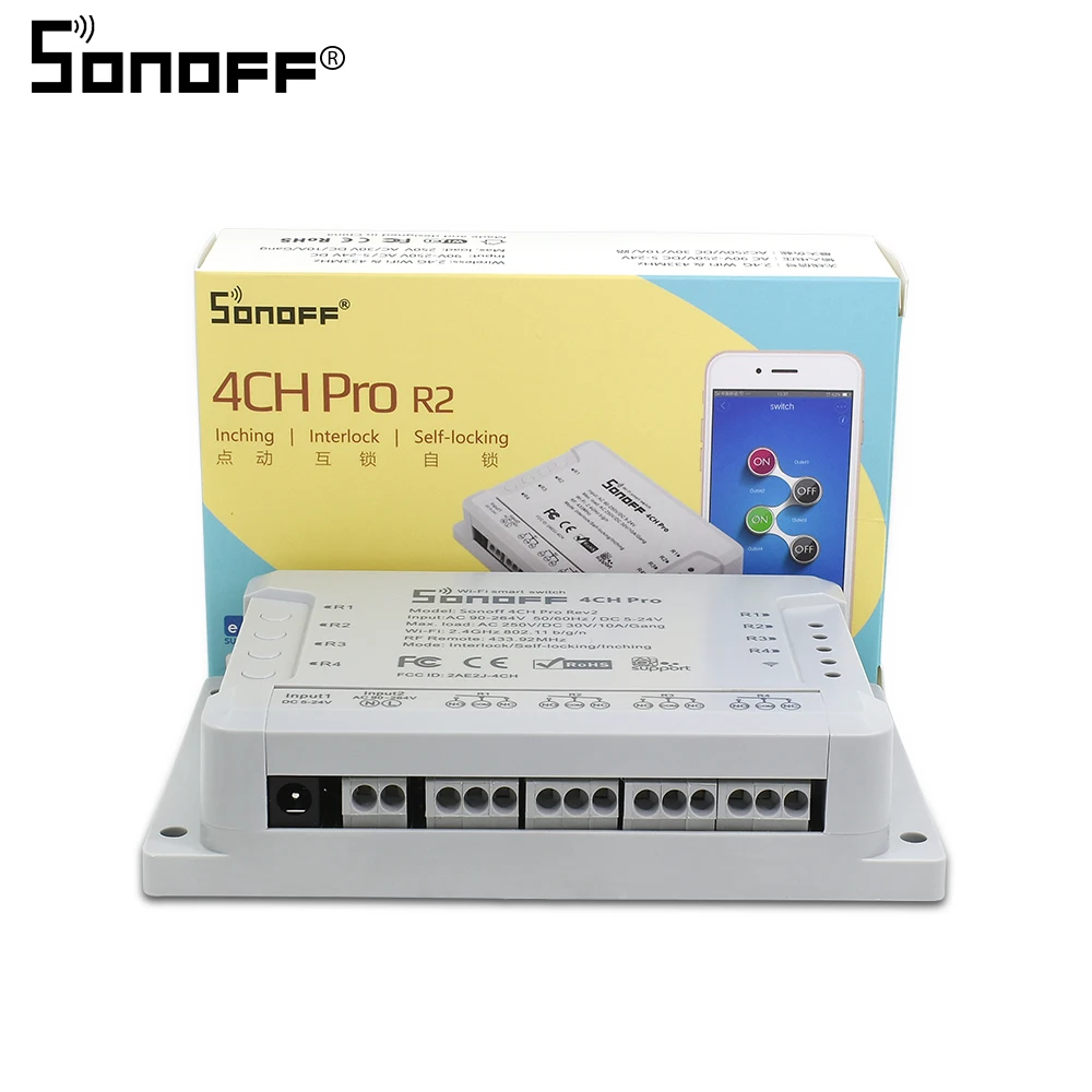 ITEAD SONOFF 4CH Pro R2 4 Gang Mounting Wireless Switch 433Mhz Wifi ...