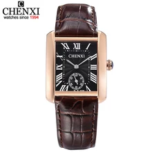 Small Dial Work Model CHENXI Informal Couple Watch Brown Gold Mixture Sq. Quartz Watches For Males&Girls With High quality Leather-based