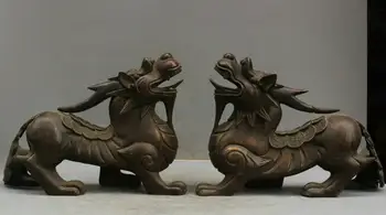 

16 China Art Sculpture One Pair Pixiu Beast Guardians Bronze Statue