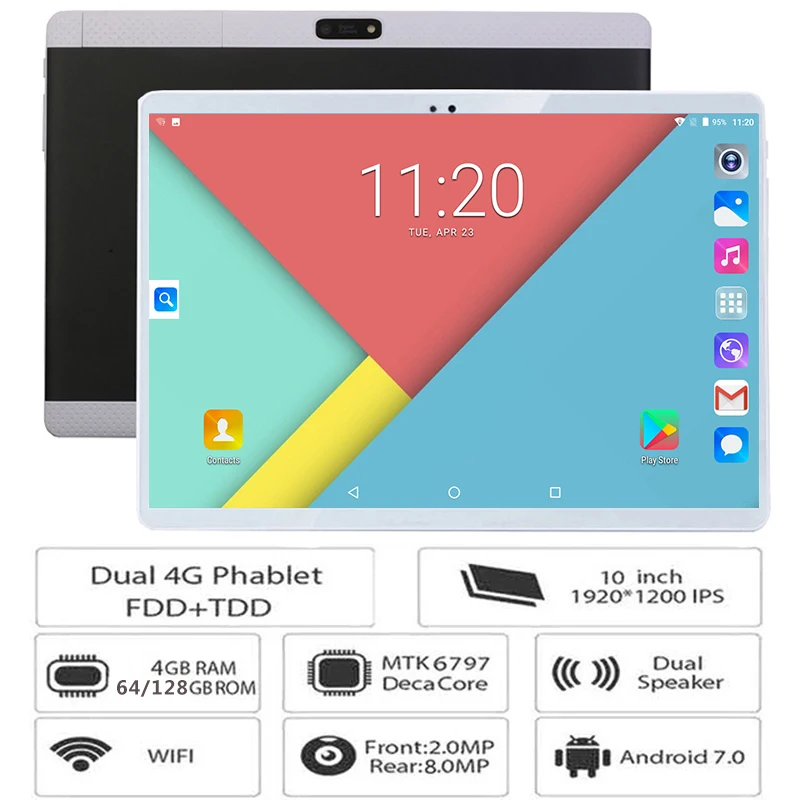 

Hot New 10 inch Tablets Android 7.0 Deca Core 128GB ROM Dual Camera and Dual SIM Tablet PC Support OTG WIFI GPS 4G LTE bluetooth