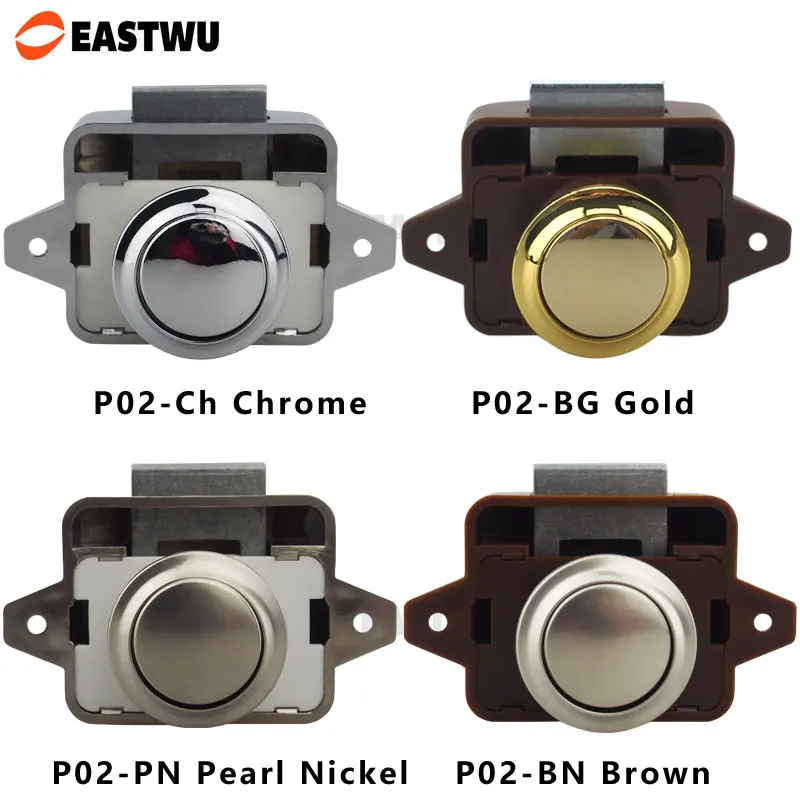 Large Push Lock Button Catch Lock Cupboard Door Knob Camper Caravan