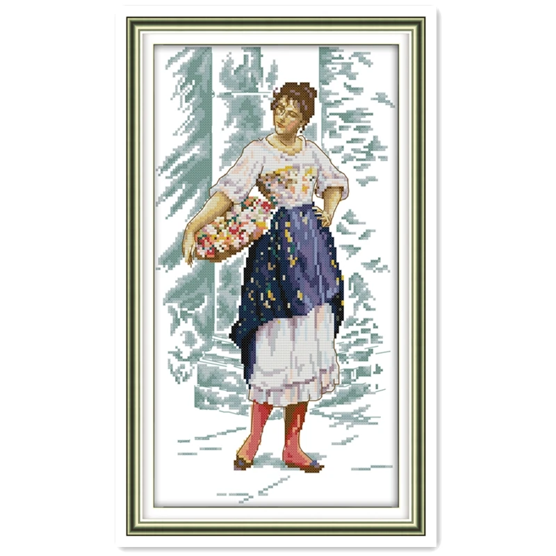Working Woman One joy sunday 11CT Printed On Canvas Chinese Counted Cross Stitch Patterns DIY Set Needlework cross stitch kits | Дом и сад