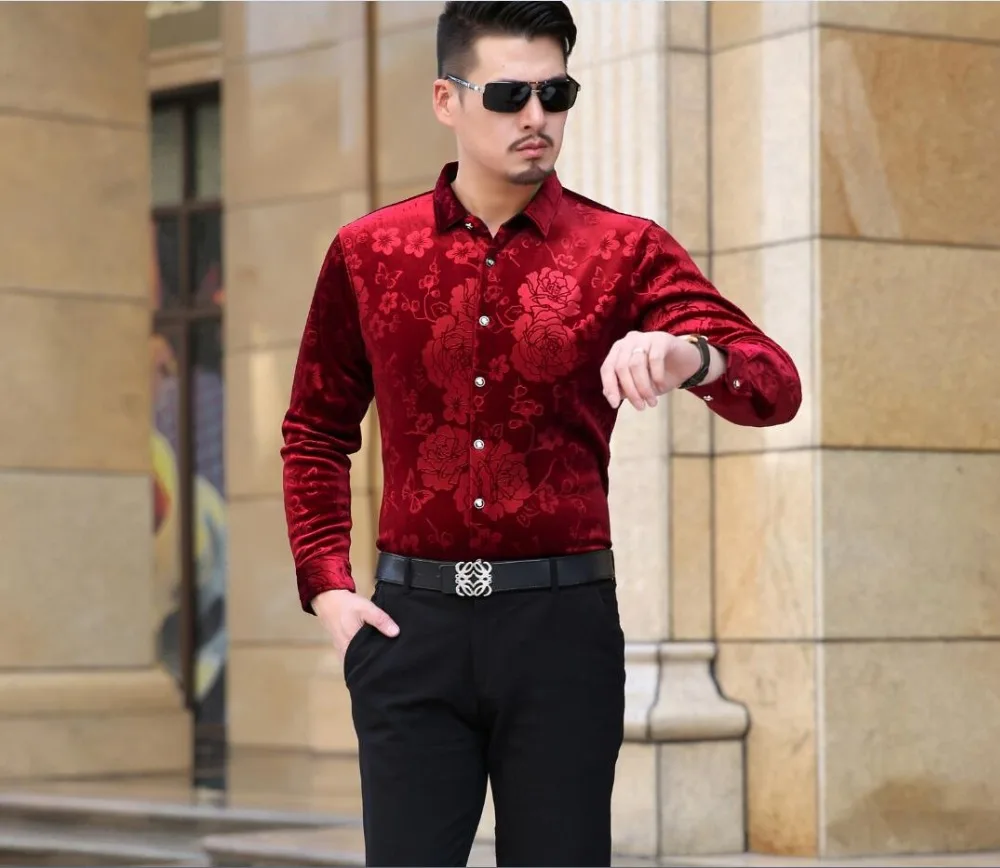 Mfasica Men Thicken Regular-Fit Plus Velvet Long-Sleeve Plus Size Keep Warm Printing Work Shirt Mfasica Men Thicken Regular-Fit Plus Velvet Long-Sleeve Plus Size Keep Warm Printing Work Shirt