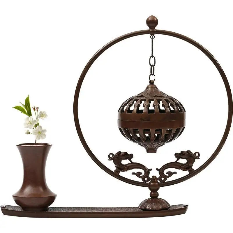 

Delicate Aromatherapy Incense Holder Copper Color Plated for Home Office Use Sandalwood Censer Incense Burner Home Decor Gift