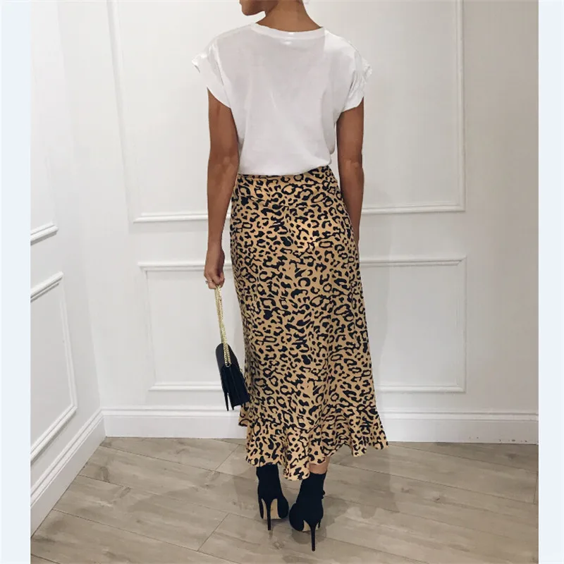 Лето Kawaii Boho Bodycon Леопардовый принт высокая талия юбки женские миди Леопард Рок Панк уличная корейский стиль