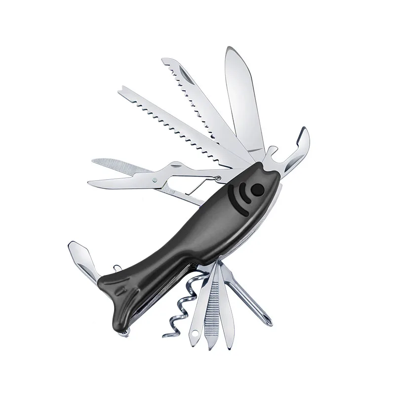 3 color Fish Multifunctional Swiss Knife Multi Purpose Army Folding