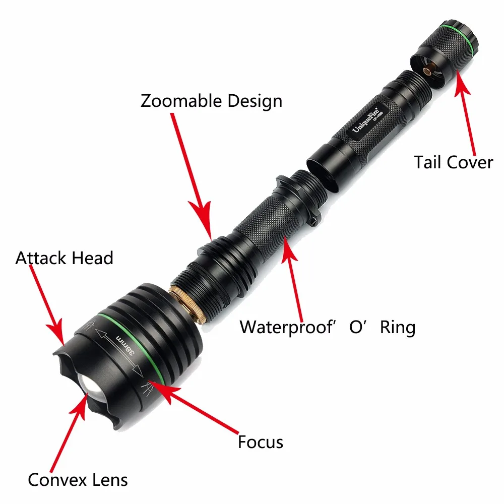 UniqueFire 1508 IR 850nm 3 режима фонарик предназначен для охоты 38 мм объектив водонепроницаемый невидимый зум-фокус фонарь