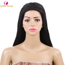 Золотой красивый 22 дюймов длинный плетеный ящик косички парик натуральный черный коричневый синтетический плетение волос парик для африканских женщин