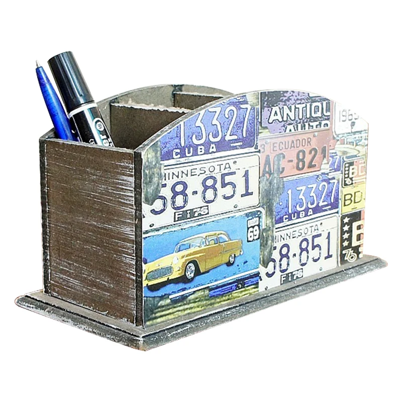 

BLEL Hot 3 grid world pen creative square wooden pen holder