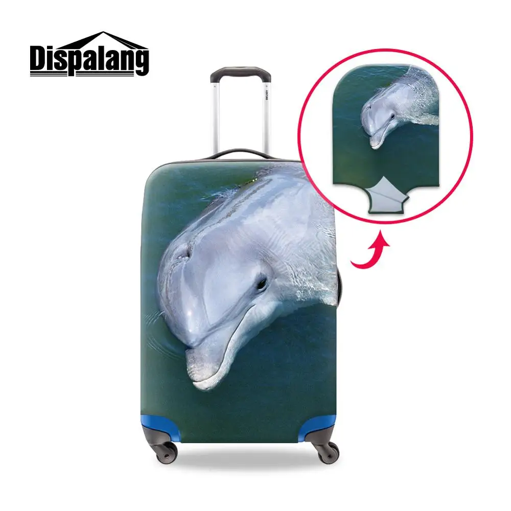 Модный водонепроницаемый туристический багажный чехол для женщин, чехол из спандекса для багажа для девочек с рисунком дельфина, подходит для чемодана 18-30 дюймов - Цвет: Розовый