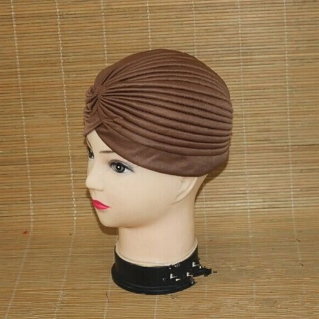 Bandanas Women Stretchy Turban Muslim Hat Headband Warp Female Chemo Hijab Knotted Indian Cap Adult Head Wrap for Women - Цвет: Кофе