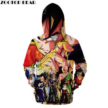 

Anime 3D Zip Hoodie Men Zipper Hoody Goku Dragon Ball Tracksuit Groot Sweatshirt Saiyan Harajuku Pullover DropShip ZOOTOPBEAR
