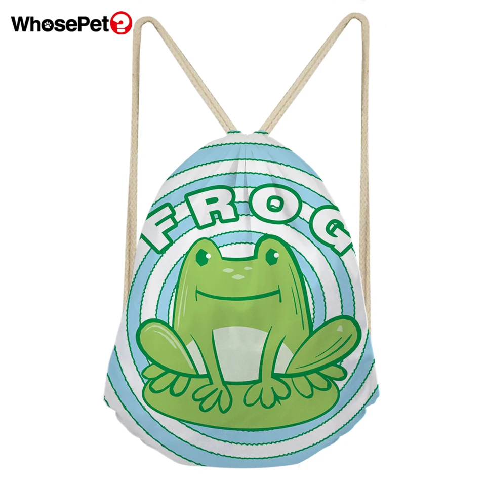 WHOSEPET для женщин Drawstring Сумки Симпатичные Лягушка Прохладный свинья печати плеча