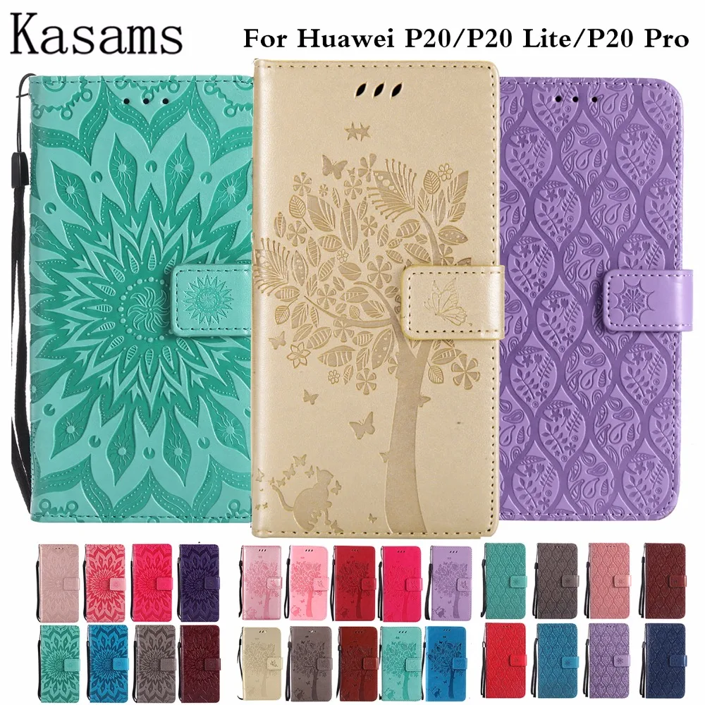 

For Huawei P20 Lite / Nova 3e Cases For Huawei P20 Pro Phone Case For Huawei P20 PU Leather Flip Cover 3D Tree Vines Sunflower