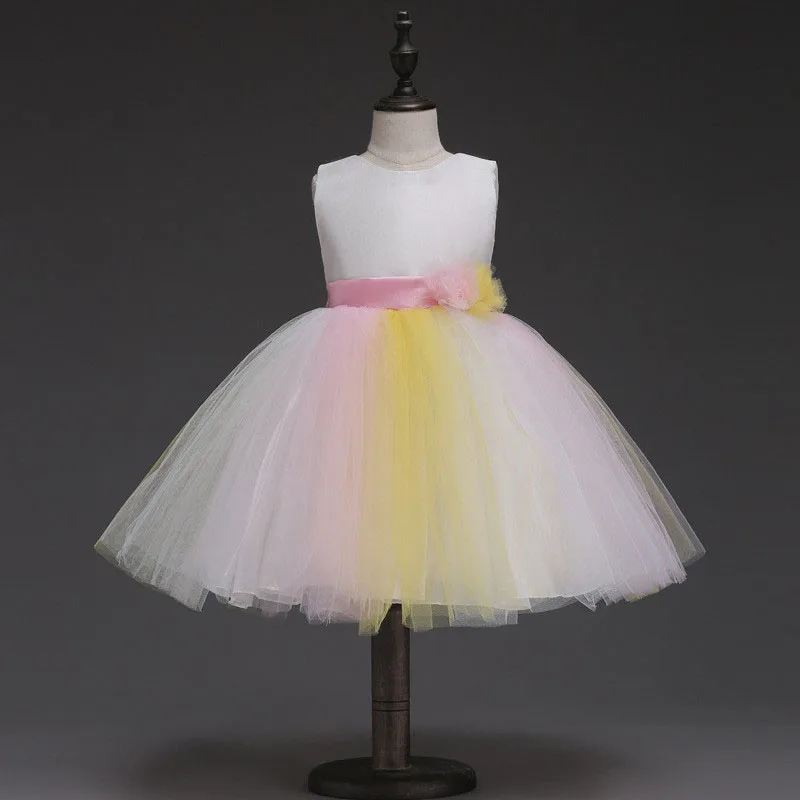 

4-12Y Girls Dresses Summer 2017 Princess Baptism Dress Flower Pattern Fashion Sleeveless Robe Fille Enfant Kids Dresses Clothes