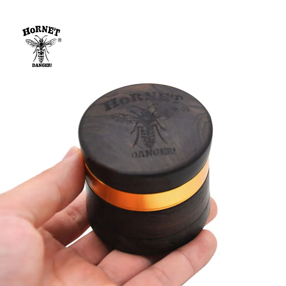 HORNET EbonyHandmade Tobacco Herb Grinder 60 мм 4 слоя алюминия травяной Grinder Дым с острыми алмазными зубами для курения