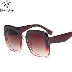 DRESSUUP Новый Квадратные Солнцезащитные очки большой кадр Для женщин Брендовая дизайнерская обувь розовые линзы солнцезащитные очки для