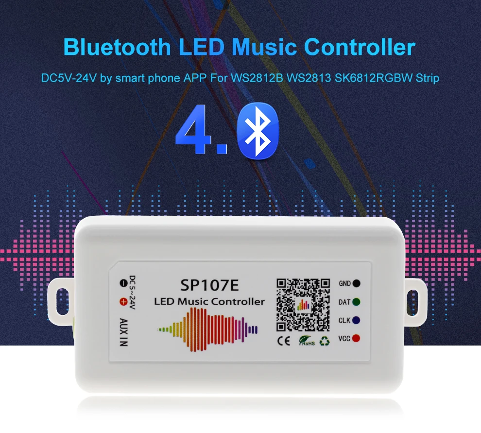 SP107E светодиодный музыкальный контроллер Bluetooth волшебный контроллер DC5-24V 2048 пикселей для WS2811 2812 2801 6803 IC Светодиодная лента