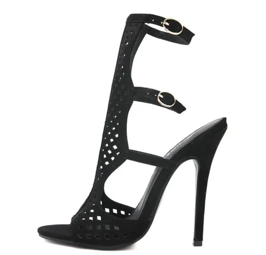 

Spring and summer new European and American sexy fine and hollow mesh buckle after the empty cold boots